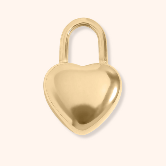 Gold heart-shaped padlock on a white background