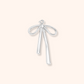 Silver bow-shaped pendant on a white background